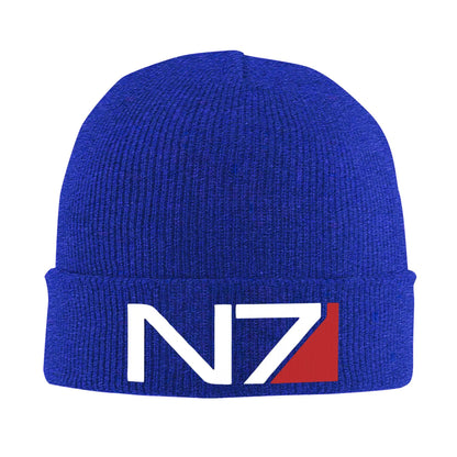 Mass Effect N7 Knit Hat Beanie Winter Hats Warm Acrylic Hip-Hop Caps for Men Women Gifts