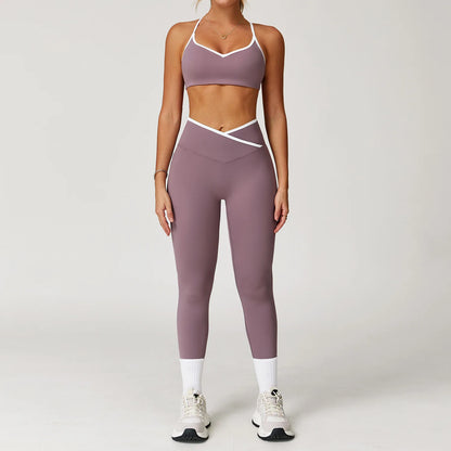 Yoga Set 2 Pieces Workout Clothes Women's Tracksuit Sportswear Gym Clothing High Waist Bell-bottoms Sexy Fitness Bta Sports Suit