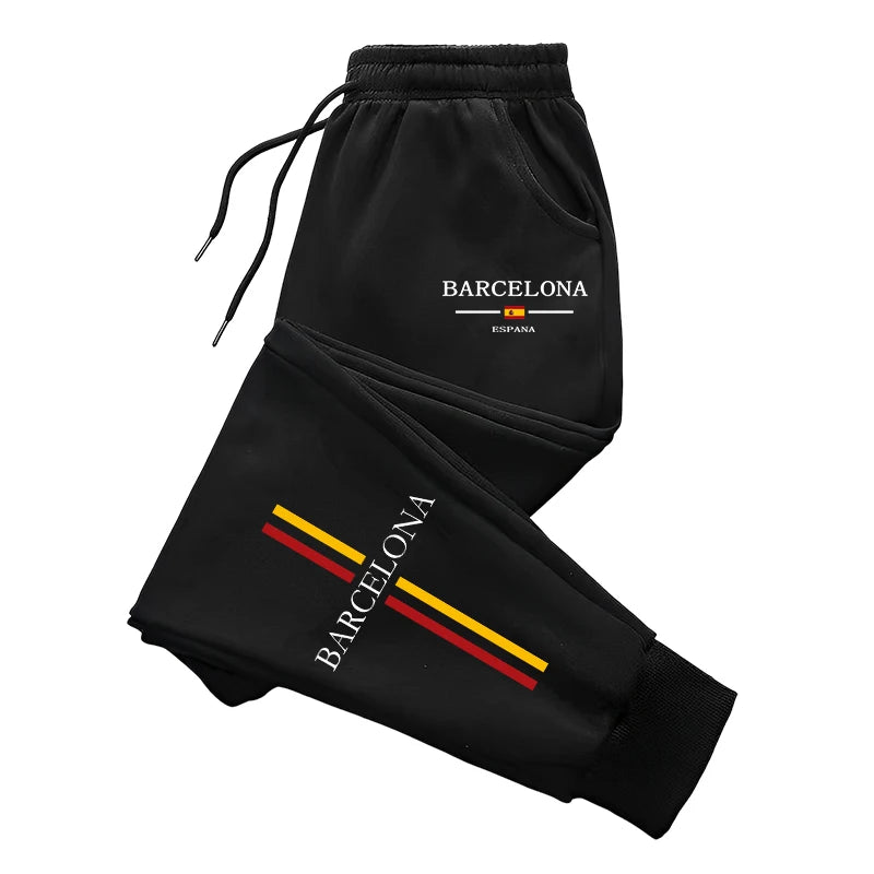 2025 Hot Sale Men's Tracksuit Hooded Sweatshirt Sweatpants Barcelona Print Hoodie 2 Piece Set Autumn Home Outdoor Comfort Outfit