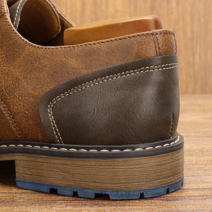 Retro menns casual Derby Shoes 2025 Fashion Leather Footwear New Style Men's Slip-on Comfortable Men Shoes