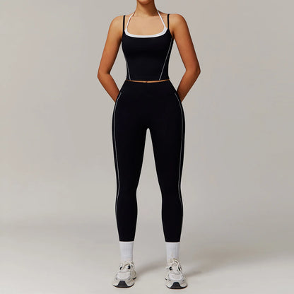 2pcs Women Yoga Set Gym Fitness trening treningssuit joga sportska odjeća osvijetljene hlače i tanke naramenice za rastez