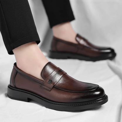 Buty męskie Wysokiej jakości moda męskie buty biznesowe włoskie ręcznie robione buty oryginalne skórzane mokasyny ślizganie się