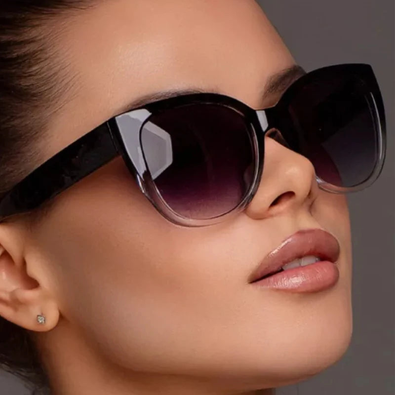 Retro Fashion Cat Cat Ochelari de soare pentru femei Brand Ochelarii de soare Gradient Lens Simple Simple pentru picioare largi Design unisex Cateye nuanțe feminine UV400