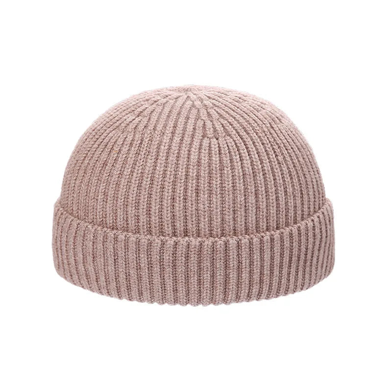 Autumn  Winter Short Warm Melon Hat Men Knitted Round Top Brimless Cold Hat Women Street hip-hop Wool Beanie