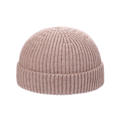 Autumn  Winter Short Warm Melon Hat Men Knitted Round Top Brimless Cold Hat Women Street hip-hop Wool Beanie