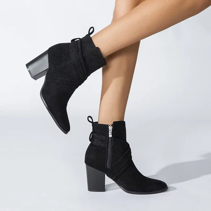 Ankle Boots for Women New Fashion Woman Autumn Pointed Toe High Heels Zipper Pumps Female Short Booties Zapatos De Mujer 2024