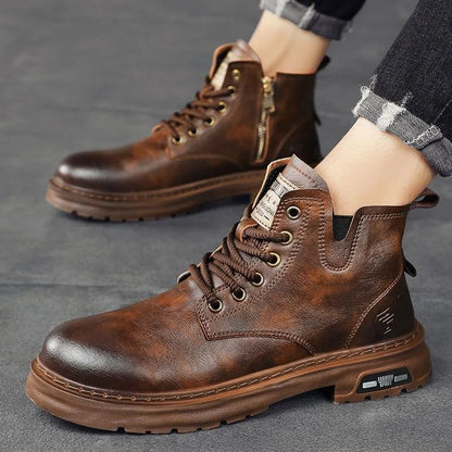 Winter Männerstiefel Trendy Herrenschuhe Britische Frachtstiefel im Freien im Freien vielseitige Freizeitschuhe Mann Schuhe Knöchelstiefel