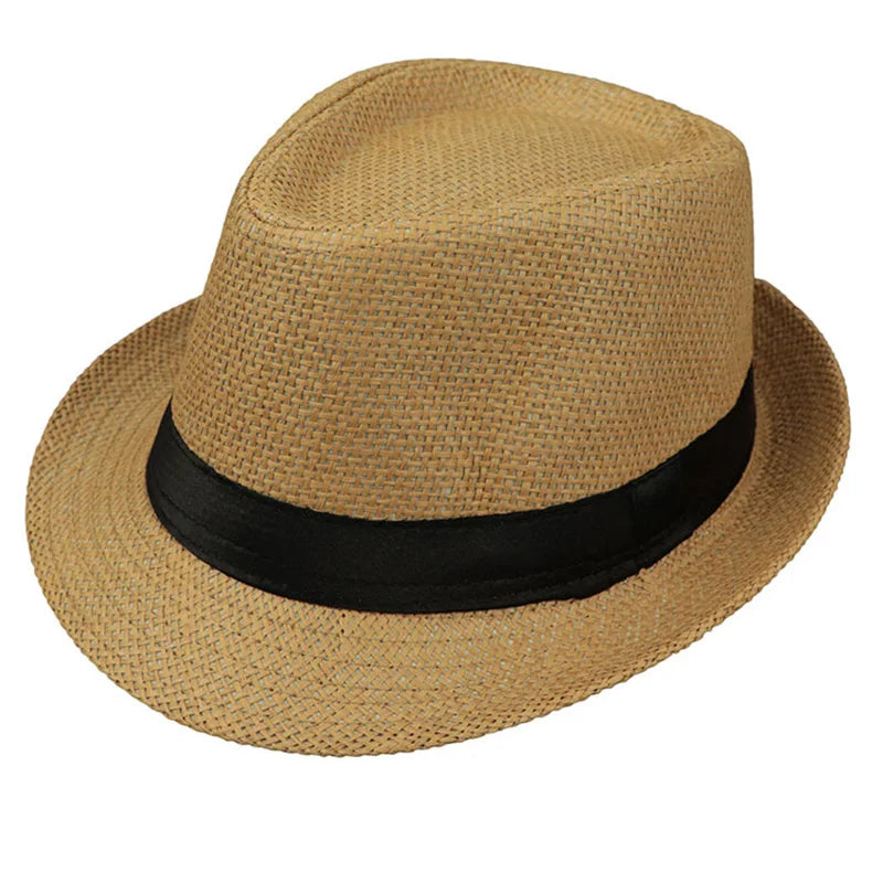Primăvara Părinte Părinte Copil Straw Straw Cap Respirabil pentru bărbați pentru bărbați pentru bărbați Proteză Solut Panglică Decorare Sunshade Jazz Top Sun Hat F58