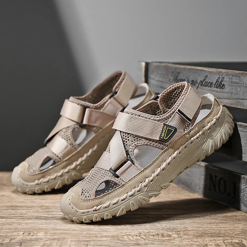 Zomermannen Sandalen Echte lederen heren Casual schoenen Outdoor Men Leer Sandalen voor mannen Strandschoenen Romeinse herenschoenen