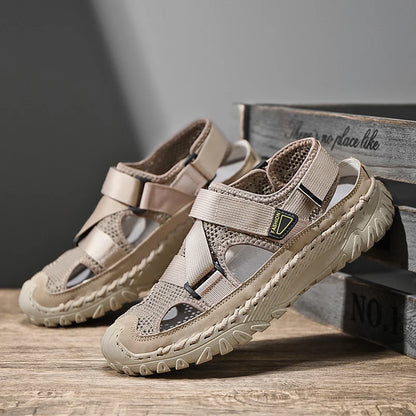 Zomermannen Sandalen Echte lederen heren Casual schoenen Outdoor Men Leer Sandalen voor mannen Strandschoenen Romeinse herenschoenen