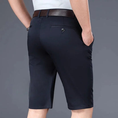 Casual Shorts Men Summer New Fashion Business Straight Elastic Thin Short Pants High Quality Smart Casual Trousers Male Clothes