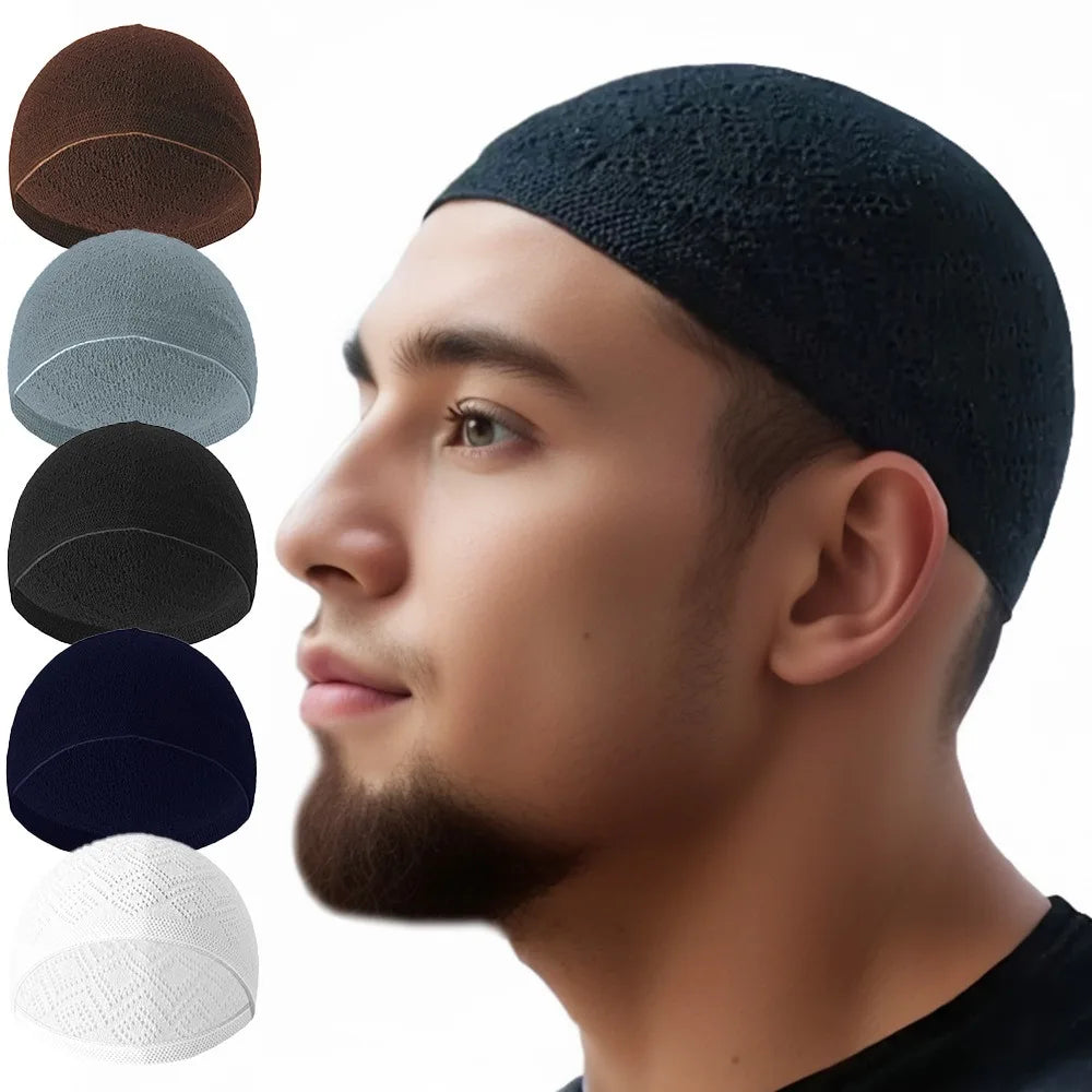 Muslimska män bön hattar unisex vinter varm stickad mössa mössa islam judiska indiska mössor musulman arabiska mäns kippah homme hatt