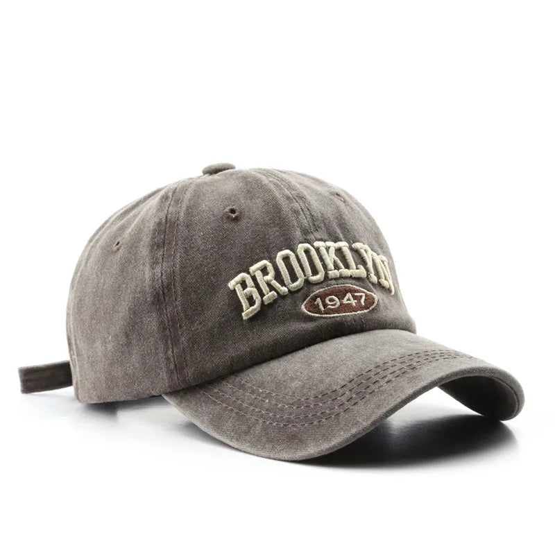 Retro Brooklyn Letter Embroidery Baseball Caps Spring Summer Men Women Cotton Justerbar Casual Hat Hip Hop Streetwear Sun Hats