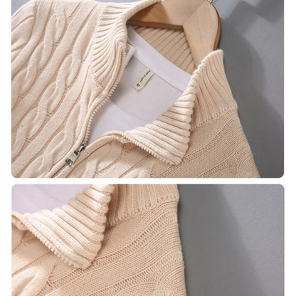 2025 Nuevo otoño Invierno Invierno Menéteres Sweater Men Stand Collar Medio Zip Algodón 100% Grisado Color sólido Ropa de calle principal