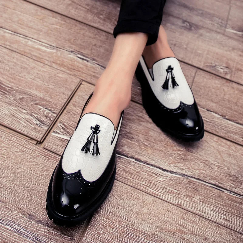 New Fashion Men's Dress Shoes Breathable Comfortable Leather Loafers Vintage Business Social Oxfords Zapatos De Vestir Hombre
