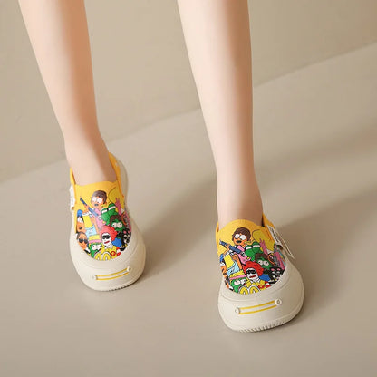 Plataforma de mujeres zapatos vulcanizados 2024 Mujer nueva gruesa Suele de mocasines Fashion Graffiti zapatillas para al aire libre zapatos deportivos