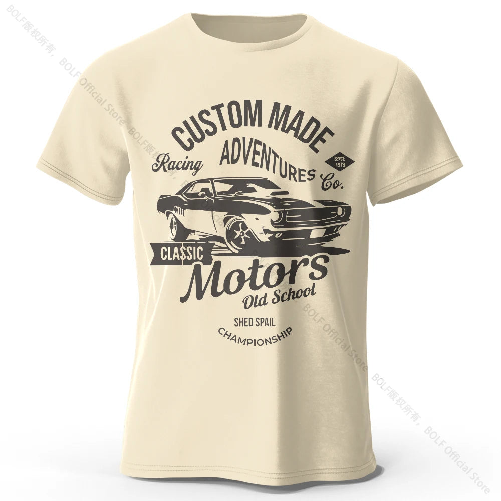 Camiseta impresa de motores para hombres 100% algodón de algodón