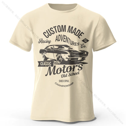 Camiseta impresa de motores para hombres 100% algodón de algodón