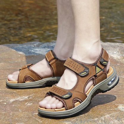 Men de verano Sandalias Genina cuero zapatos casuales zapatos de cuero para hombres para hombres zapatos de playa zapatos para hombres romanos zapatos