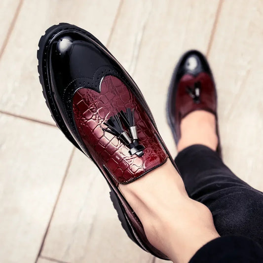 New Fashion Men's Dress Shoes Breathable Comfortable Leather Loafers Vintage Business Social Oxfords Zapatos De Vestir Hombre