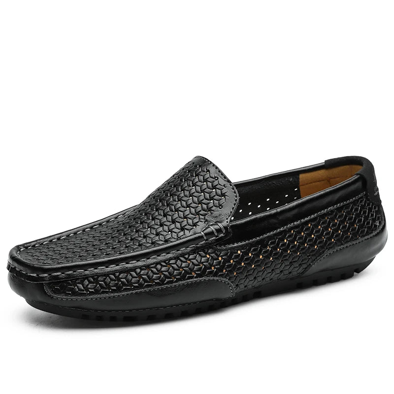 Summer Luxury Brand Men Casual Shoes Soft Genuine Leather Mens Loafers Moccasins Italian Designer Breathable Slip on Boat Shoes