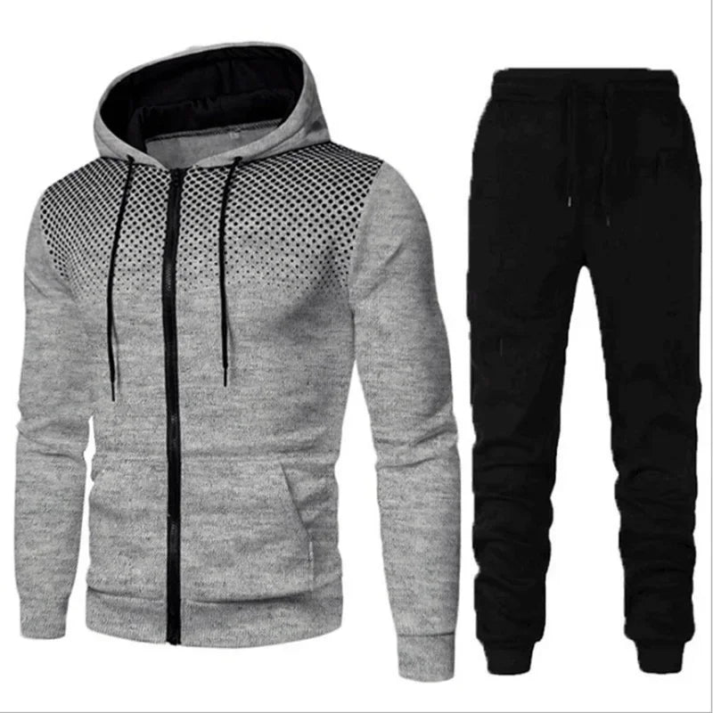Set di abbigliamento sportivo di alta qualità da uomo e autunno di alta qualità 2025, set da jogging di fitness casual in due pezzi, Sweatshi con cappuccio con cerniera