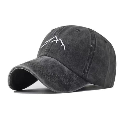 Unisex Washed Cotton Cap Mountain Embroidery Vintage Baseball Cap Men Women Adjustable Casual Outdoor Streetwear Sports Hat