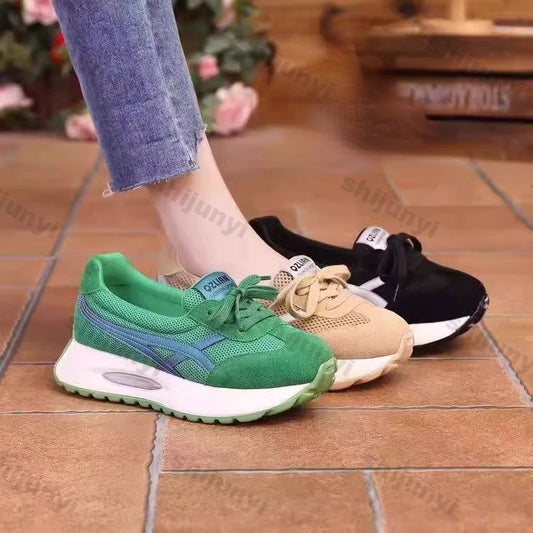 Mujeres zapatillas de deporte 2025 Nuevos mocasines transpirables atar al aire libre Oficina de gran tamaño zapatos para caminar para mujeres para mujeres zapatos para mujeres