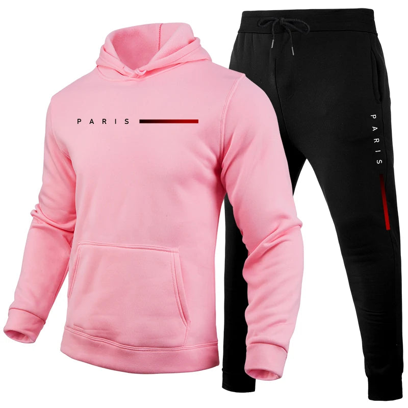Trykk av høy kvalitet Tracksuit Casual Sweatshirt for Men Hoodies+Sweatpants 2 PCS Sett Hot Sale Jogging Streetwear Fashion