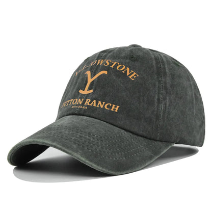 Yellowstone Dutton Ranch letter print pattern vintage baseball cap for men and women, fashionable and simple curved brim hat