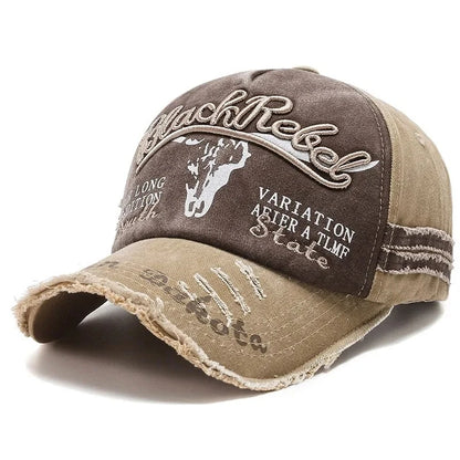 Cargador de algodón de algodón unisex letra bordado de béisbol gaca de béisbol patrón de cabeza de vaca