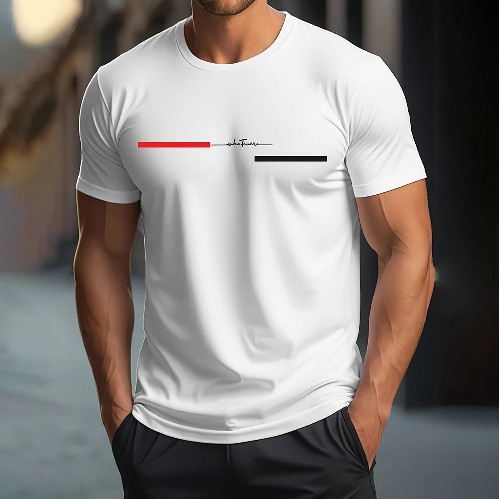 T-shirt imprimé de lettre 3D drôle pour les hommes mode simplicité style manche courte tops t-shirt à col décontracté surdimension