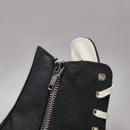 R-O But But Men High Top But Black Canvas Women Sneaker Buty swobodne buty woskowane tenisówki