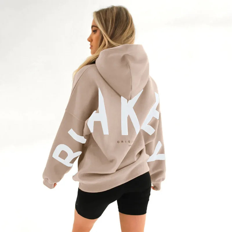 American Retro Letter Print Oversized Sweatshirt Women Harajuku Y2K Trendy Streetwear Top Chic Colorful Versatile Casual Hoodie