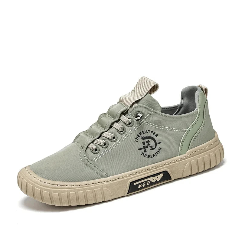 Trend Canvas Men's Shoes Breathable Green Casual Shoes for Men Comfor All-match Sneakers Ice Silk Cloth Men Walking Tennis Shoes