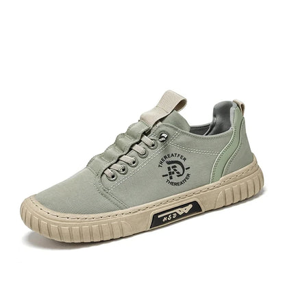 Trend Canvas Men's Shoes Breathable Green Casual Shoes for Men Comfor All-match Sneakers Ice Silk Cloth Men Walking Tennis Shoes