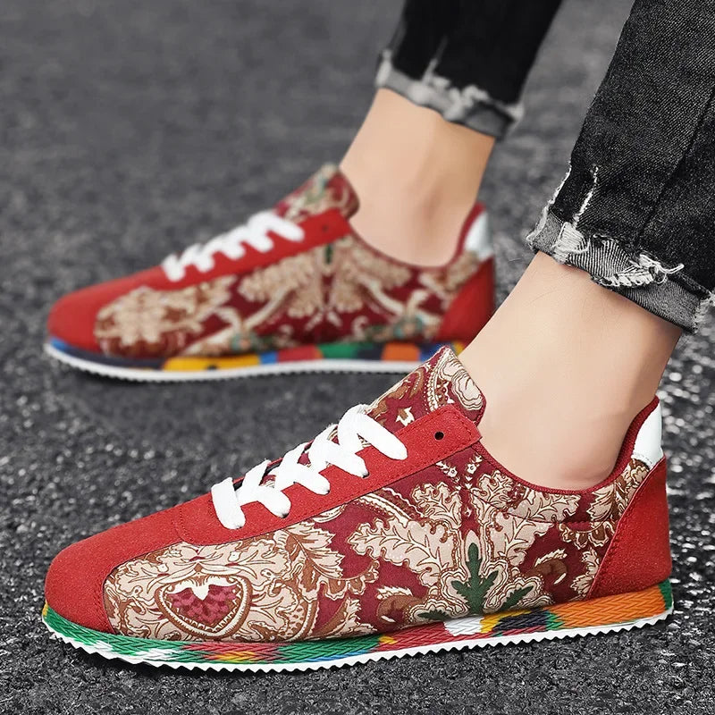 Designer mænds afslappede sko graffiti trykte lærred sko til mænd høj kvalitet åndbare løbesko lette mænd sneakers