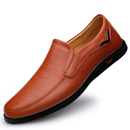 Handmade Men's Shoes Business Leather Shoes Rubber Sole Loafers Slip on Male Casual Shoes Work Office Shoe Black Flat Dress Shoe