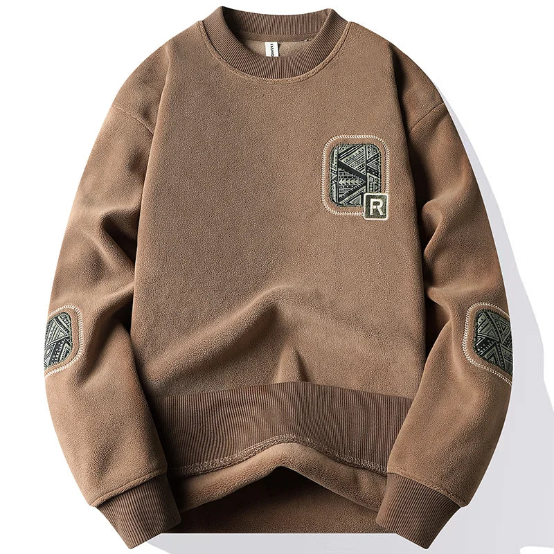 Herr mode tjocka hoodie broderi pullover fleece fodrade herrar vinterkläder eleganta lyxmärke vita gröna tröjor