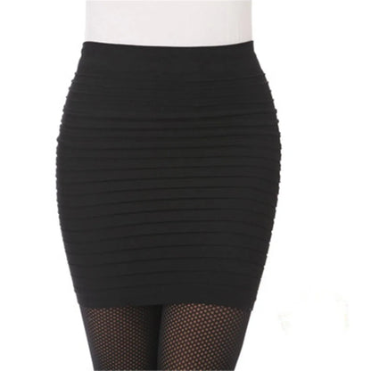 Elastično nagubano krilo visok pas bodycon mini krilo poslovno pisarnico poceni kratka krila s svinčnikom trdno barvo roza črno modro vroče