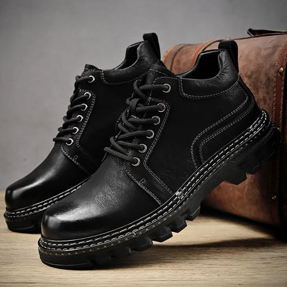 Nowe oryginalne skórzane męskie buty skórzane krowie górne trwałe podesze szorstkie w górę jesienne zimowe buty codzienne rozrywki buty na zewnątrz dla mężczyzny
