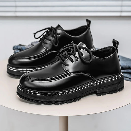 Business leather shoes four seasons soft sole plus size men's casual dress shoes groom wedding shoes fashion party leather shoes