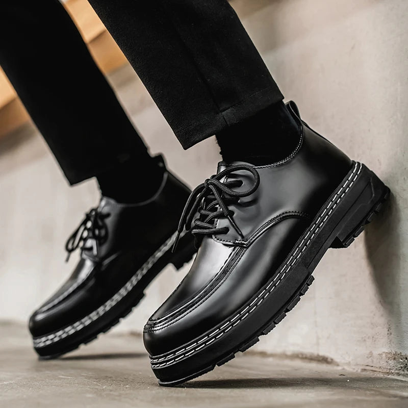 Business leather shoes four seasons soft sole plus size men's casual dress shoes groom wedding shoes fashion party leather shoes