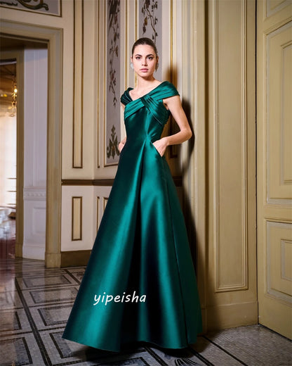 Персонализиран Jiayigong Прост модерен стил Официален вечерен V-Neck A-Line Pleat дължини на пода на пода на повод по поръчки по случая