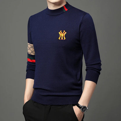Mode ny 2023 Autumn Winter Casual broderi stickade tröjor tröjor designer o-hals varm jumper män kläder ropa hombre