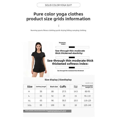 American Minimalist Style Non-marking Yoga Sports Tops Women Round Neck Slim Sports Fitness Mesh Quick Dry Fitness Clothing