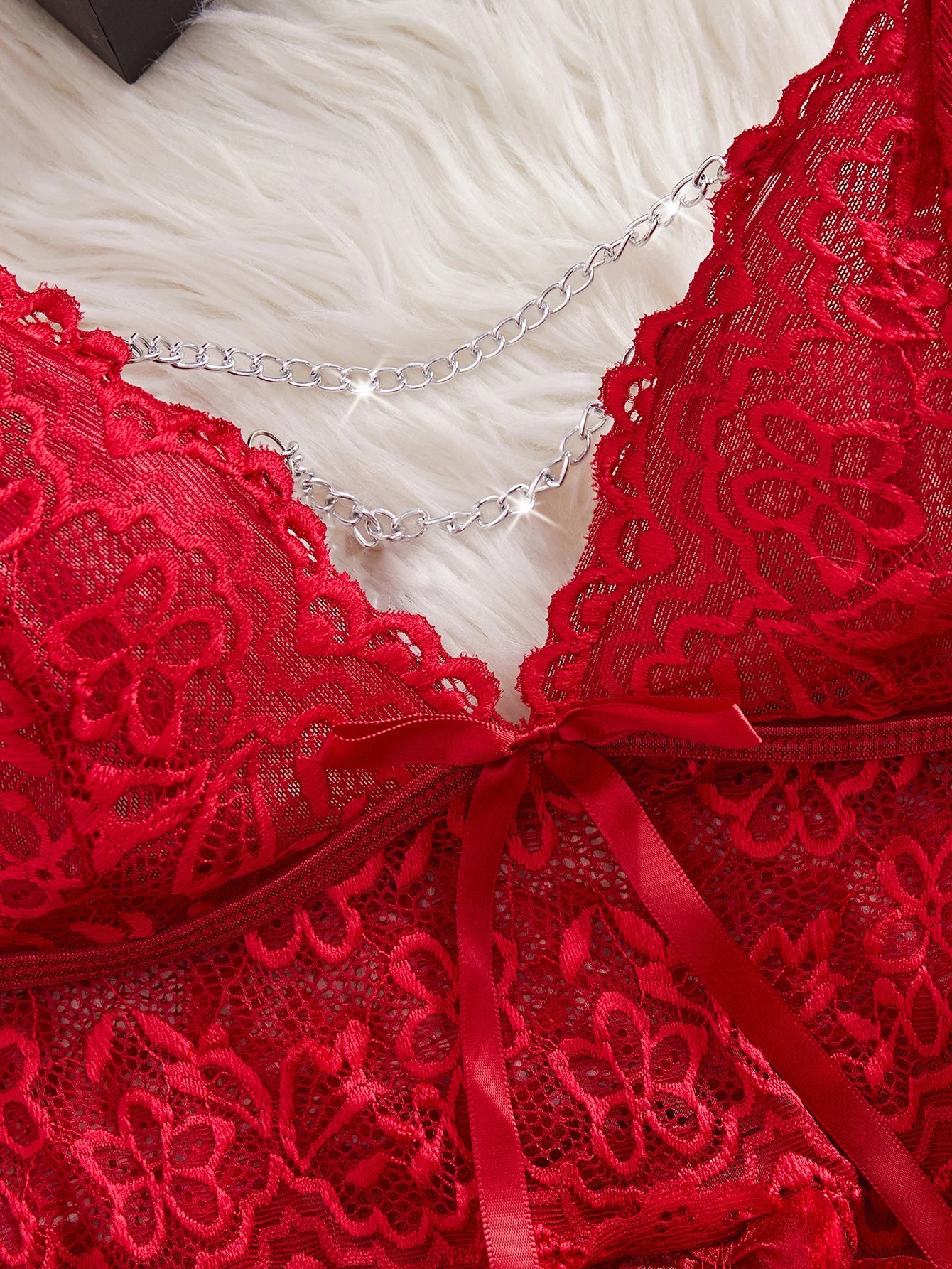 Sommer -Frauen -Pyjama sexy rote Dessous Nachtkleid Spitze durch Nachtnacht Nachteile elegante und sinnliche Unterwäsche Set