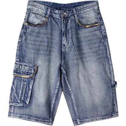 2025 Multiple pockets Mens Plus Size Loose Baggy Denim Shorts Fashion Streetwear Hip Hop Skateboard Cargo Jeans Short for Male
