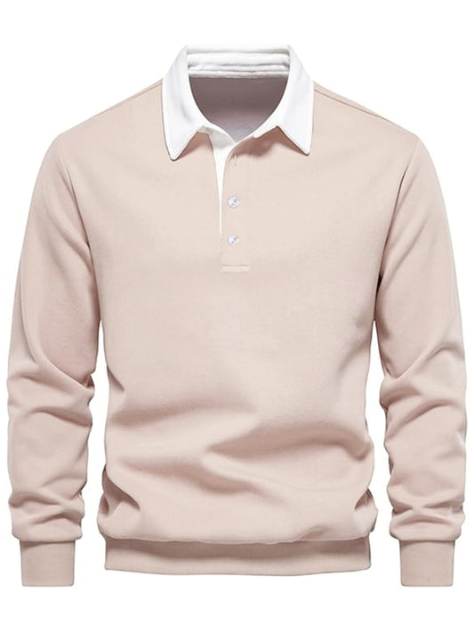 Men's Spring and Autumn Fashion Lapel Fleece Pullover, Solid Color Button Men's Clothing, Outdoor Men's Sweatshirt