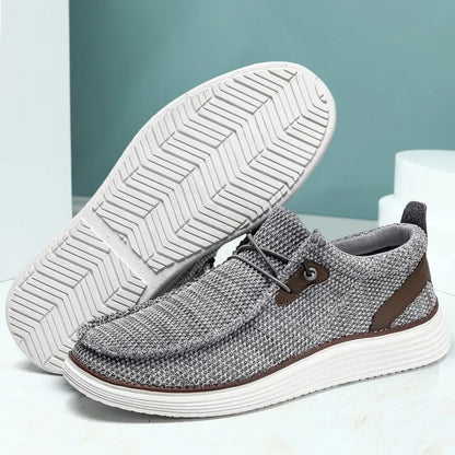 Fujeak Men's Breathable Casual Canvas Slip Shoes Comfort Slip-on Male Loafer Soft Loafers Lightweight Working Shoes
